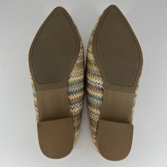 Serra Brown Multicolor Woven Pointed-Toe Mules Womens Size 7 Slip-On Flats - Picture 8 of 10